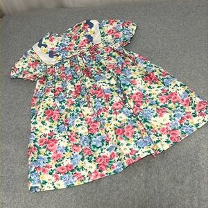 Vintage Rare Editions Floral Dress Girls Size 6X Bib Collar Easter